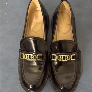 Sam Edelman Black Loafers with Gold Accent
